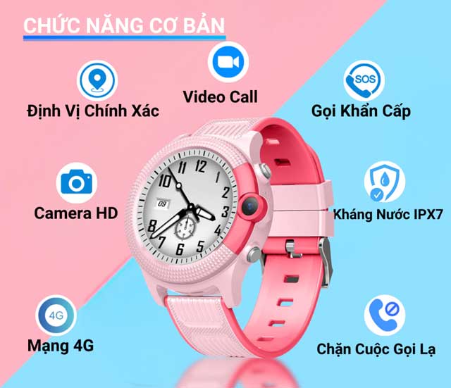 Đồng Hồ Thông Minh Trẻ Em D36 – Nghe Gọi 2 Chiều, Video Call, Định Vị GPS, Kháng Nước