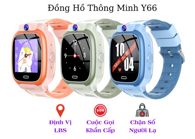 Đồng Hồ Thông Minh Trẻ Em Y66 - Gọi Video 2 Chiều, Kháng Nước, Hỗ Trợ Tiếng Việt