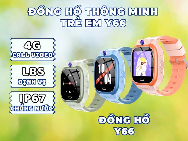 Đồng Hồ Thông Minh Trẻ Em Y66 - Gọi Video 2 Chiều, Kháng Nước, Hỗ Trợ Tiếng Việt